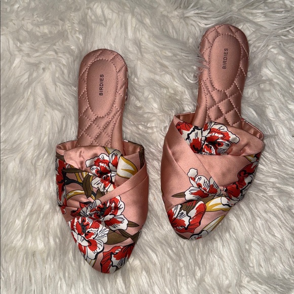 Birdies Songbird Mule Peach Floral Satin - Picture 4 of 7